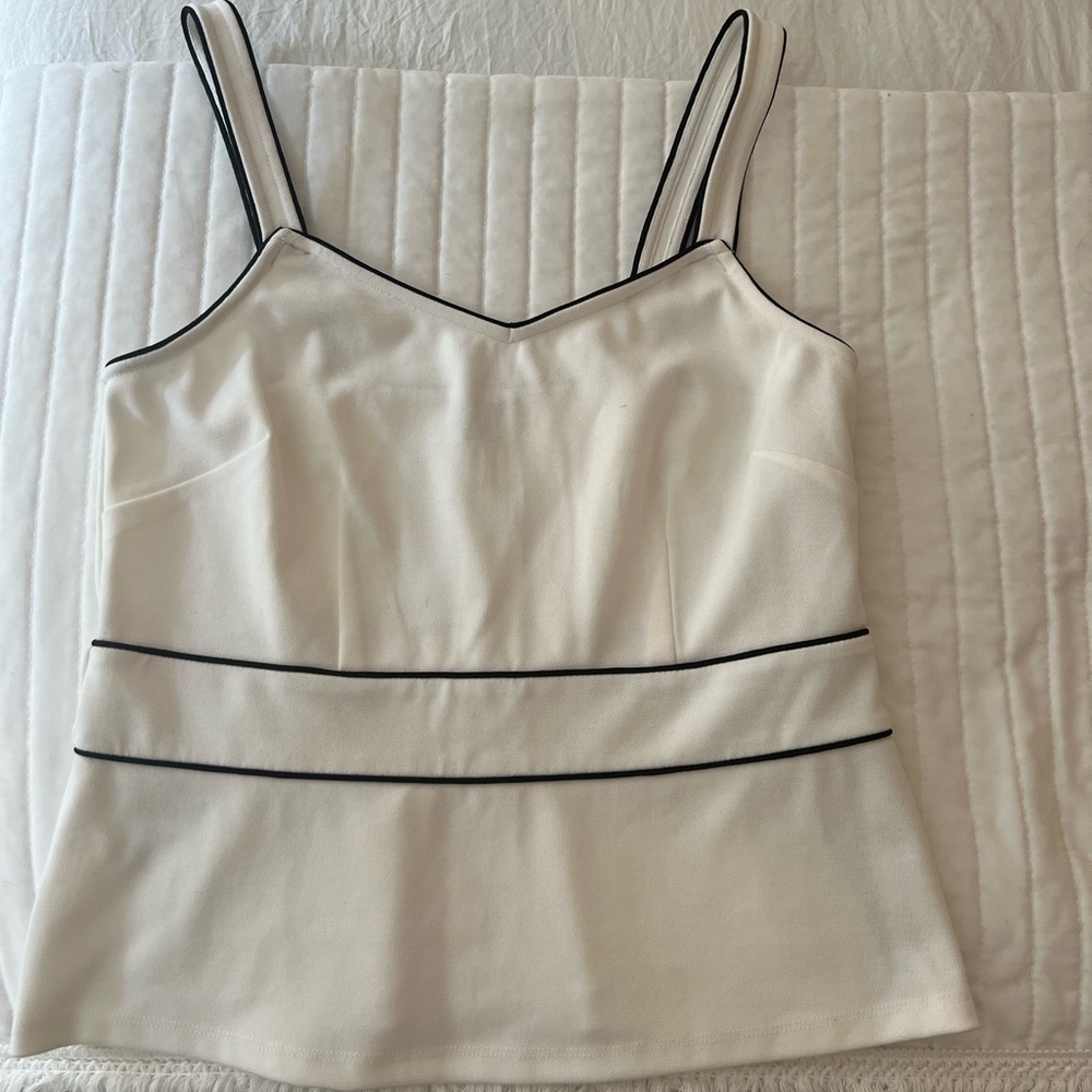 White and black structured top